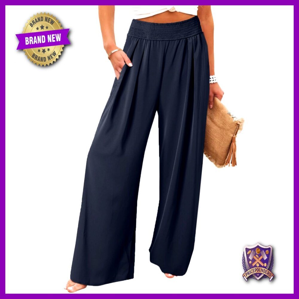 Plus Size High Waisted Wide Leg Palazzo Pants Casual Summer Flowy